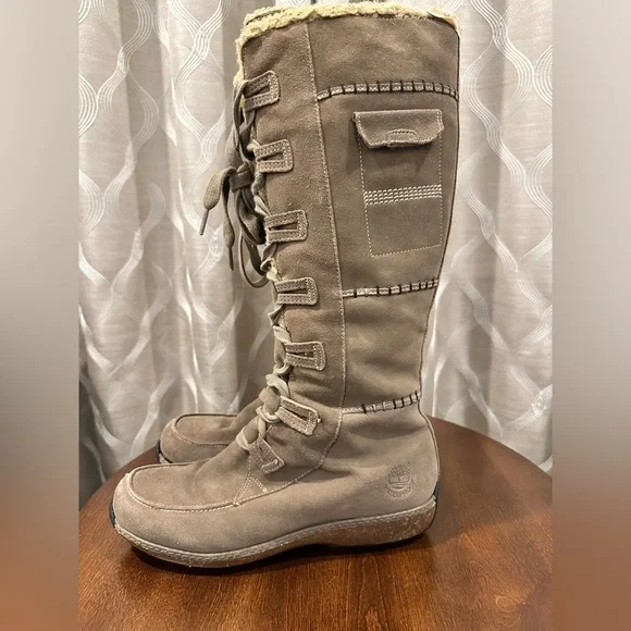 Timberland Women’s Tall Boot Granby Leather Sherpa Waterproof Boots, Size 10 - Picture 1 of 12